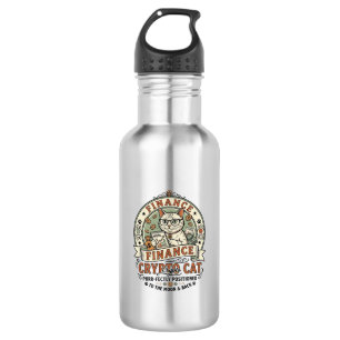 Finance Crypto Cat Finance Crypto Cat Vintage Vect 532 Ml Water Bottle