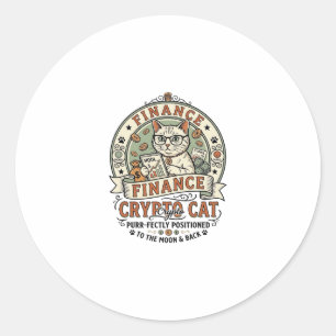 Finance Crypto Cat Finance Crypto Cat Vintage Vect Classic Round Sticker