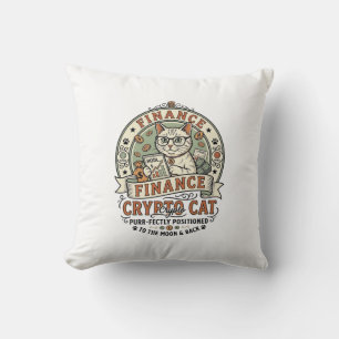 Finance Crypto Cat Finance Crypto Cat Vintage Vect Cushion