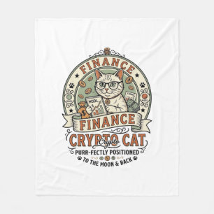 Finance Crypto Cat Finance Crypto Cat Vintage Vect Fleece Blanket
