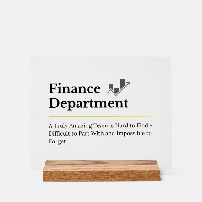 Finance Department  Acrylic Sign (Front)