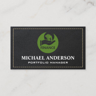 Finance Logo   Leather Stitched Business Card