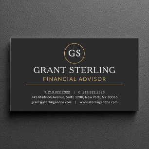 Financial Advisor Black Gold Luxury Modern Business Card