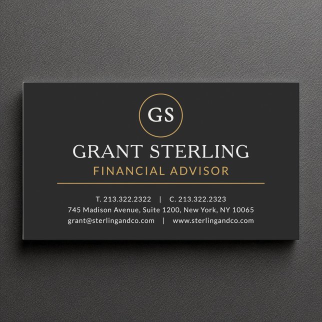 Financial Advisor Black Gold Luxury Modern Business Card (Creator Uploaded)