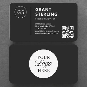 Financial Advisor Black Logo QR Code Professional Business Card