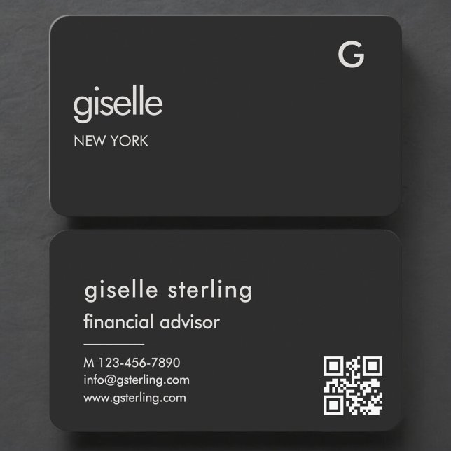 Financial Advisor Black QR Code Business Card (Creator Uploaded)