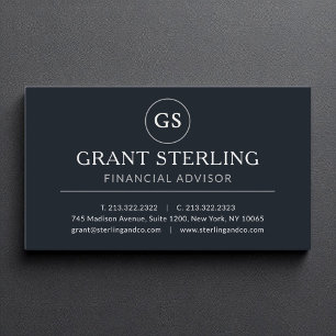 Financial Advisor Black Silver Luxury  Business Card
