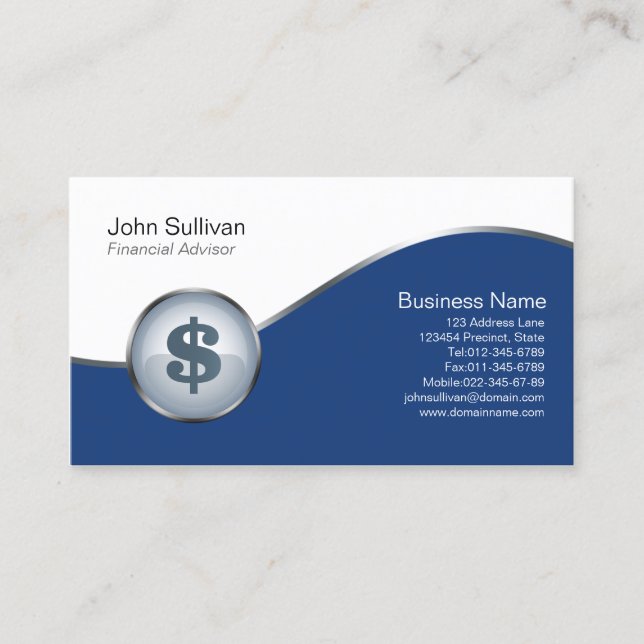 Financial Advisor Business Card Dollar Sign Icon (Front)