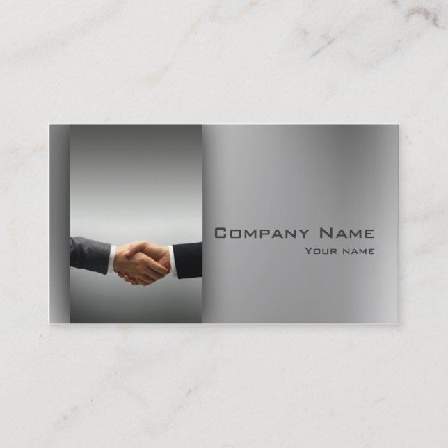 Financial Advisor Corporate Hand Shake Grey Card (Front)