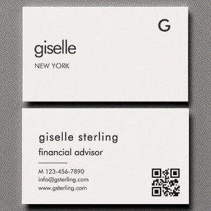 Financial Advisor Luxury QR Code Monogram  Business Card