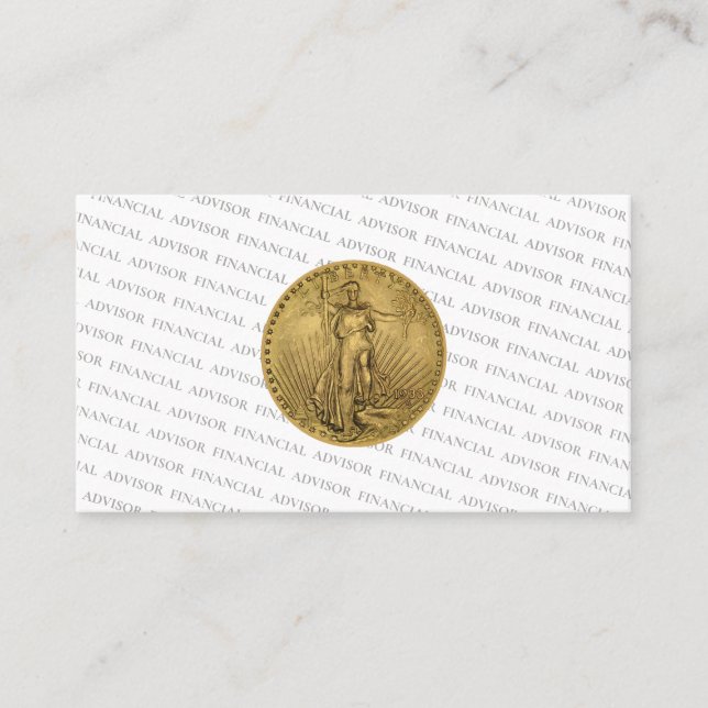 Financial Advisor Money Management Gold Coin Pro Business Card (Front)