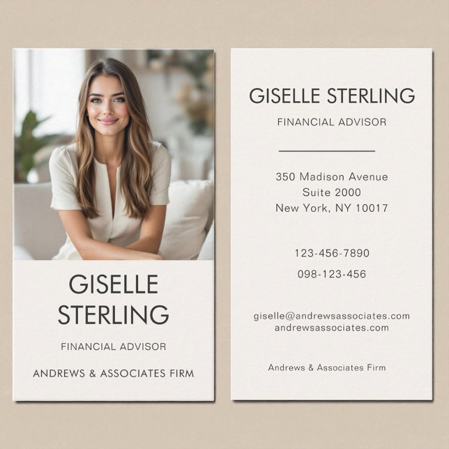 Financial Advisor Neutral Professional Photo  Business Card (Creator Uploaded)