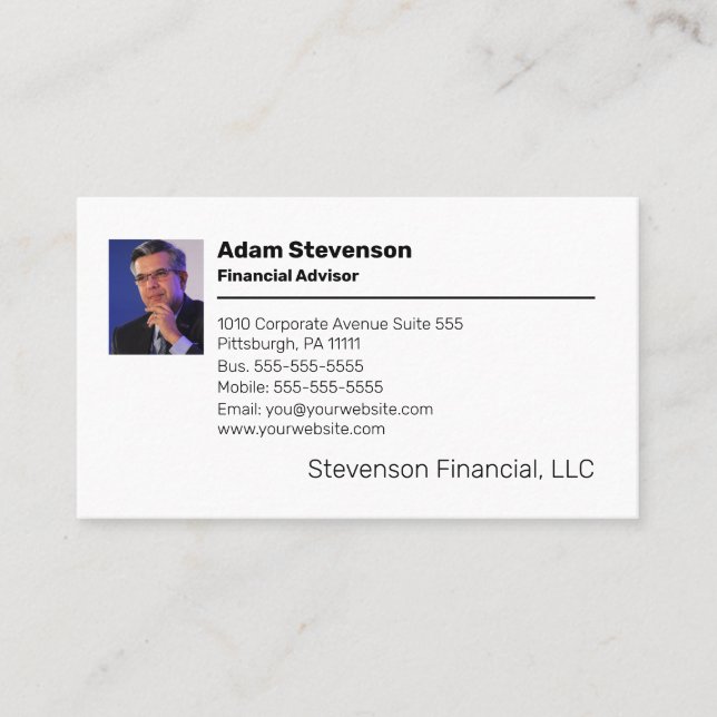 Financial Advisor | Planner Professional Business  Business Card (Front)