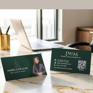 Financial Advisor QR Code Photo Green Calling Card