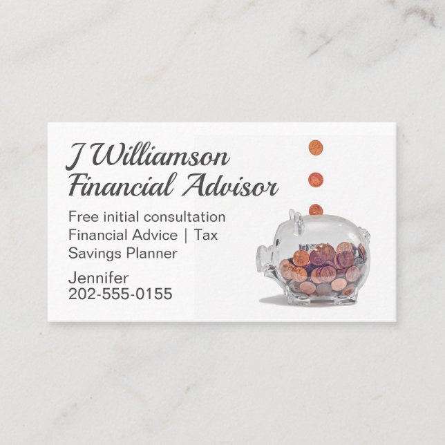 Financial Advisor Savings Accountant Business Card (Front)