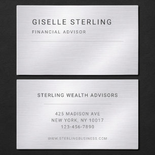 Financial Advisor Silver Metallic Professional Business Card