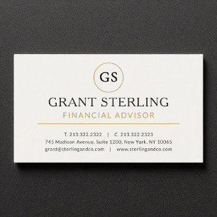 Financial Advisor White Gold Luxury Business Card