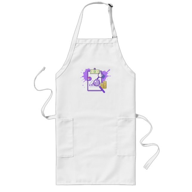 Financial Analysis Report Money Magnifying Glass Long Apron (Front)