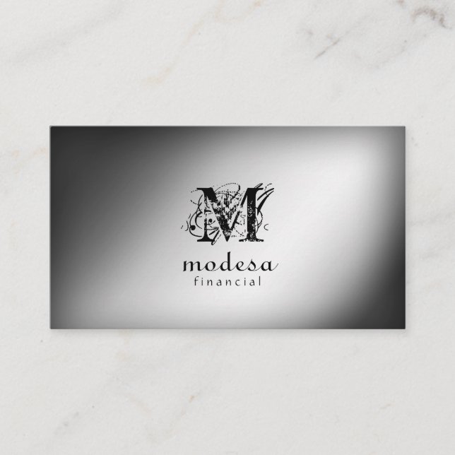 Financial Business Cards Silver Professional Plain (Front)