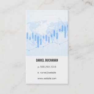 Financial Chart   Global Map Business Card