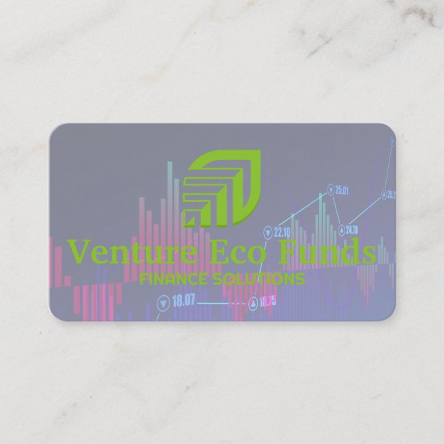 Financial Chart Logo | Investing | Eco Tech Logo Business Card (Front)