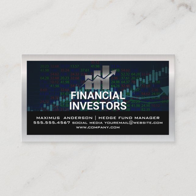 Financial Chart Logo | Stock Reports Business Card (Front)