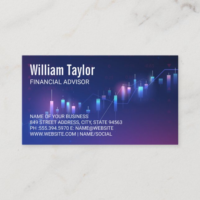 Financial Charts Background Business Card (Front)