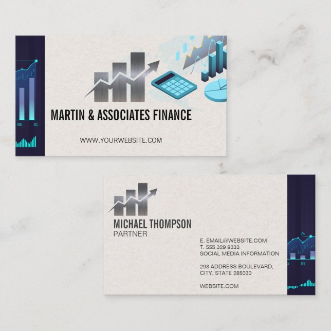 Financial Charts | Stocks and Accounting Business Card (Front/Back)