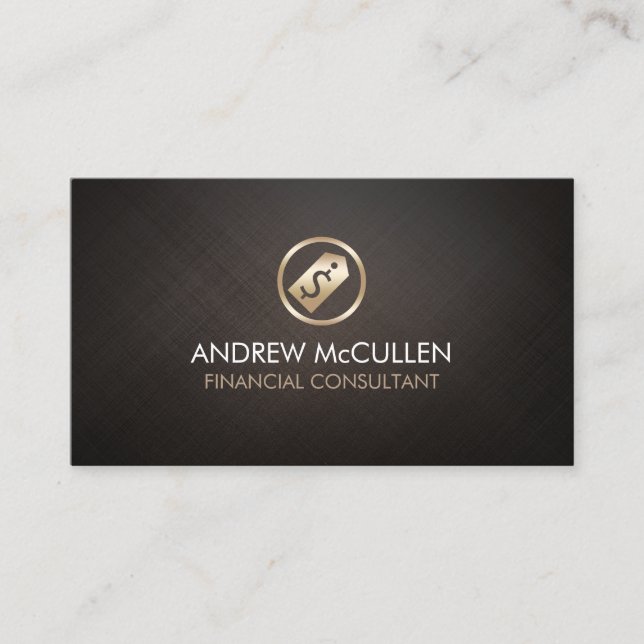 Financial Consultant Dollar Tab Icon Business Card (Front)