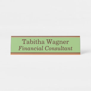 Financial Consultant Green Desk Name Plate