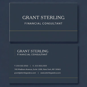 Financial Consultant Navy Blue Professional Business Card