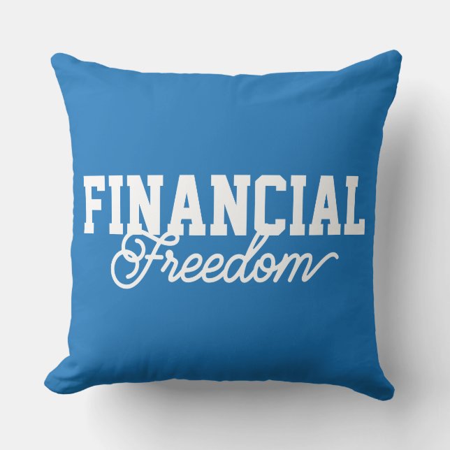 Financial Freedom Typography Blue FFS Cushion (Front)