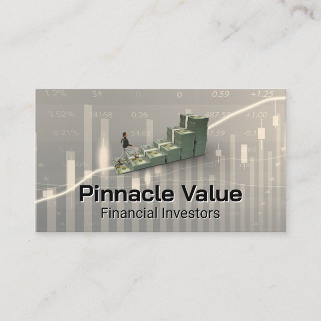 Financial Graph | Stack of Cash Business Card (Front)