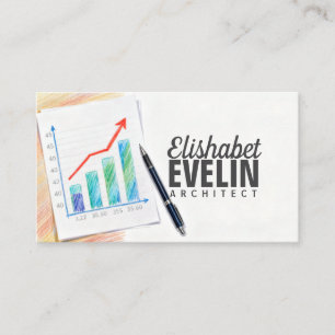 Financial Growth Analysis: Graph Paper and Pen S56 Business Card