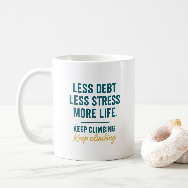 Financial Journey Bold Teal Lettering Gold Script  Coffee Mug (With Donut)