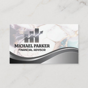 Financial Logo   Colourful Marble   Metallic Business Card