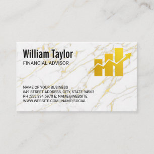 Financial Logo   Gold Marble  Business Card
