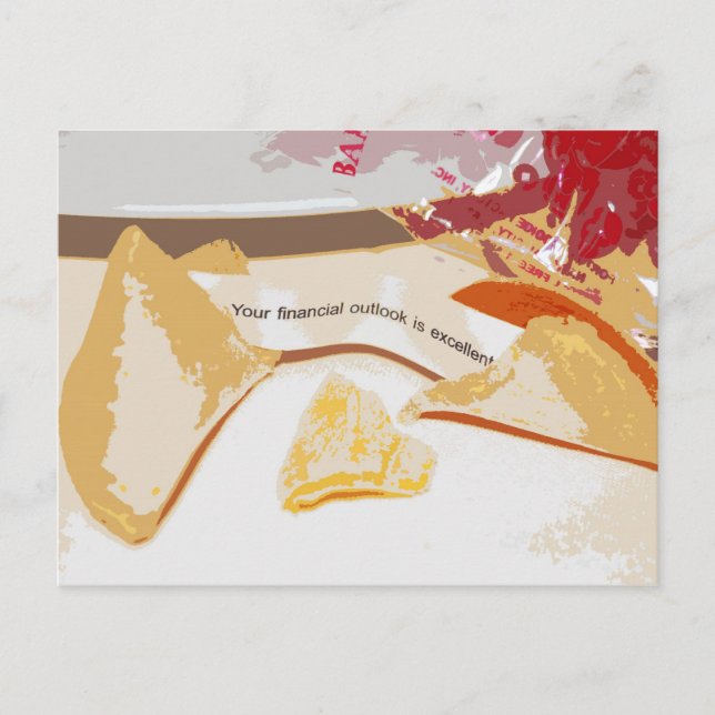 "Financial Outlook is Excellent" Fortune Cookie Postcard (Front)