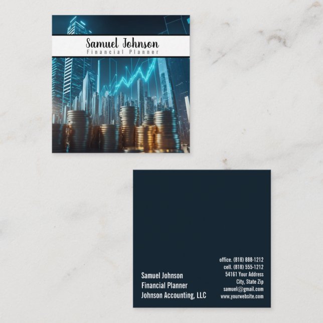 Financial Planner Accountant Wealth Management Square Business Card (Front/Back)