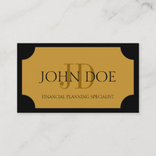 Financial Planner Black/Yellow Gold Plaque Business Card