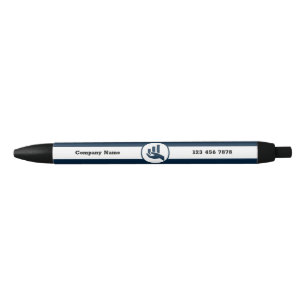 Financial Planner White & Blue Promotional Black Ink Pen