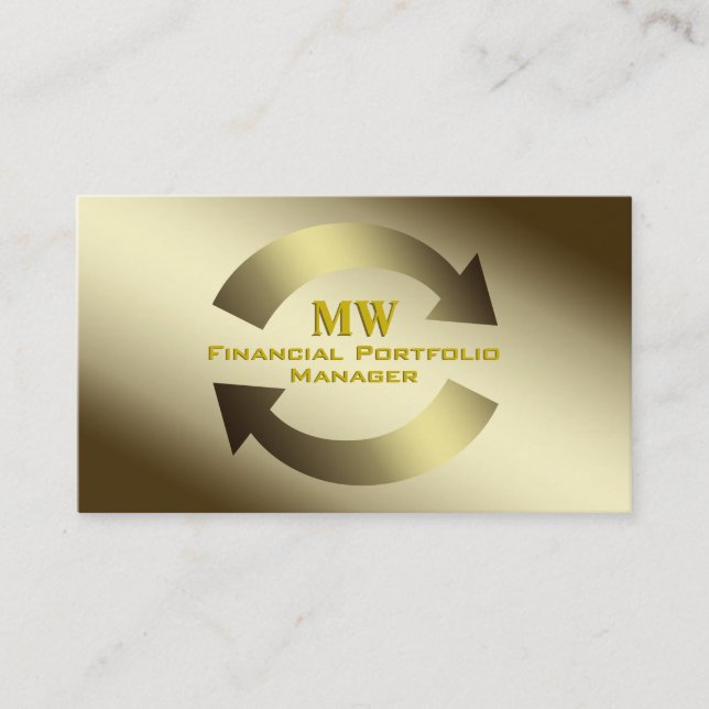 Financial Portfolio Manager, Gold theme logo Business Card (Front)