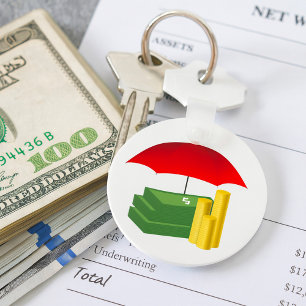 Financial Security Protection with Red Umbrella Key Ring