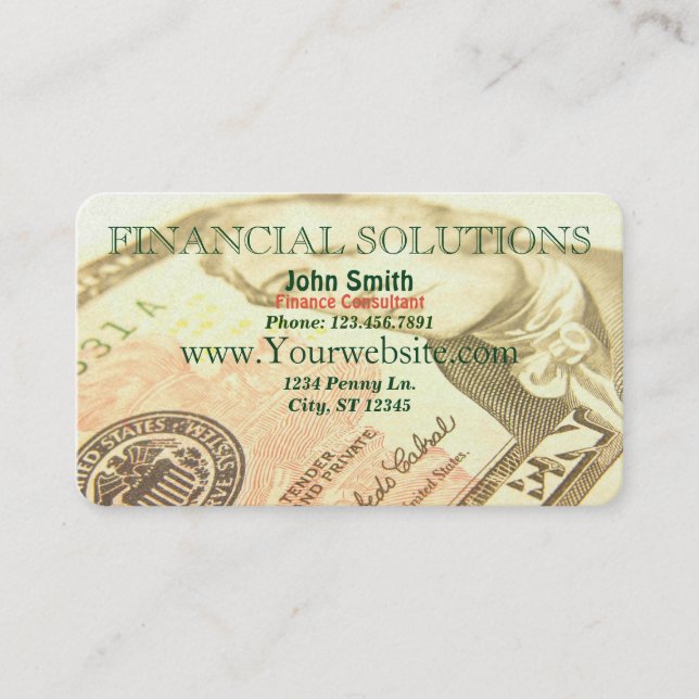 Financial Solutions Money Business Card (Front)