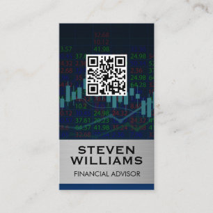 Financial Stock Chart QR Label Scan Business Card
