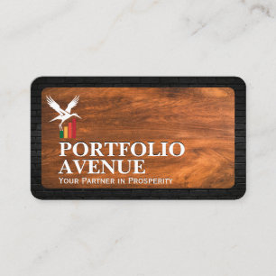 Financial Stork Graph Logo   Wood and Brick Business Card