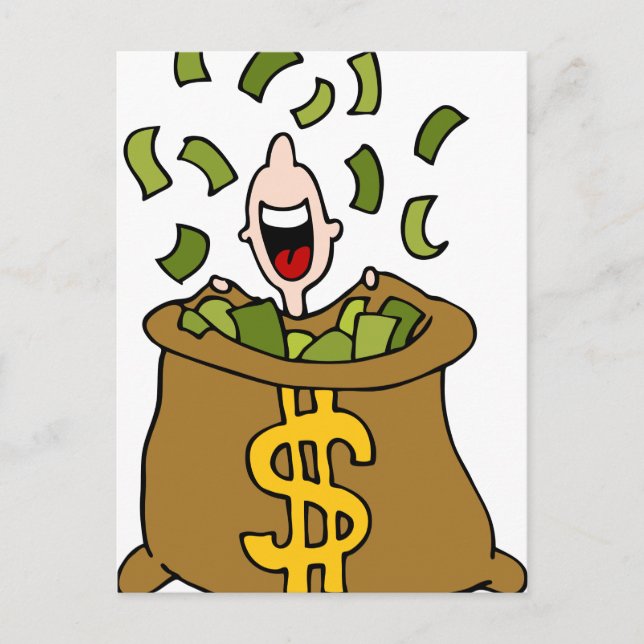 Financial Windfall Cartoon Postcard (Front)