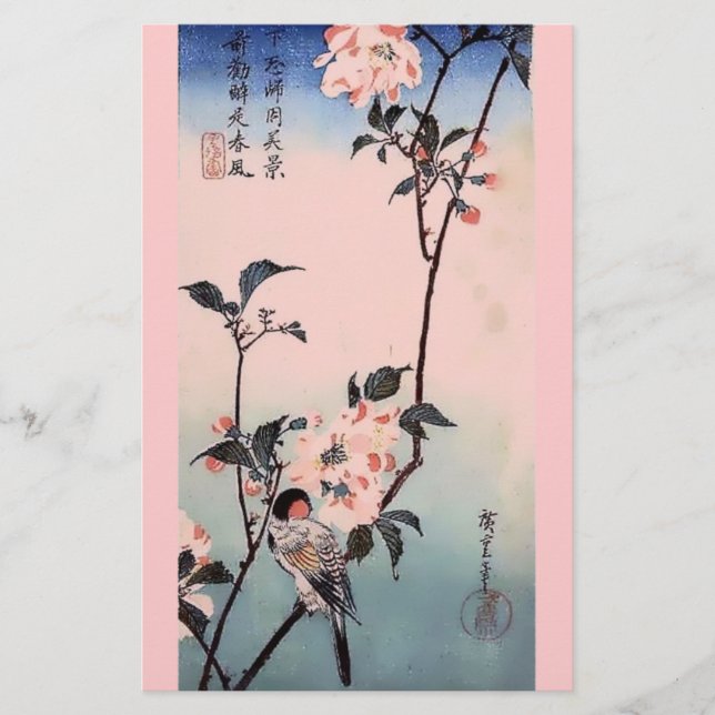 Finch Cherry Blossom Japanese Print (Front)