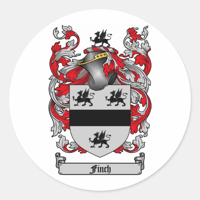 FINCH FAMILY CREST -  FINCH COAT OF ARMS CLASSIC ROUND STICKER (Front)
