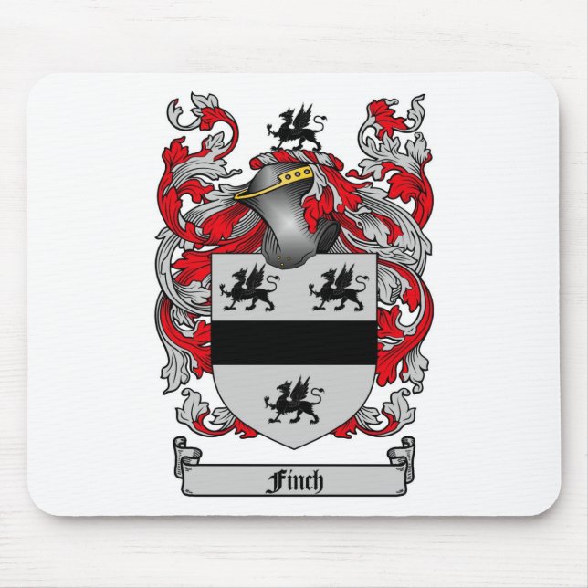FINCH FAMILY CREST -  FINCH COAT OF ARMS MOUSE MAT (Front)